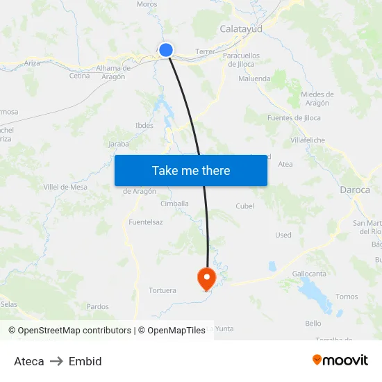 Ateca to Embid map