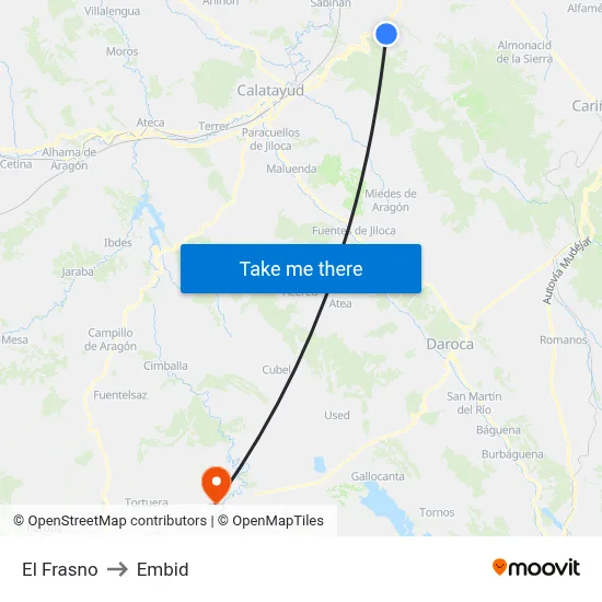 El Frasno to Embid map