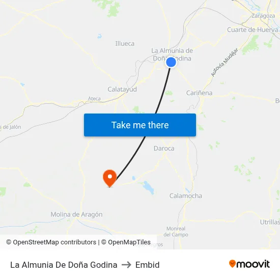 La Almunia De Doña Godina to Embid map
