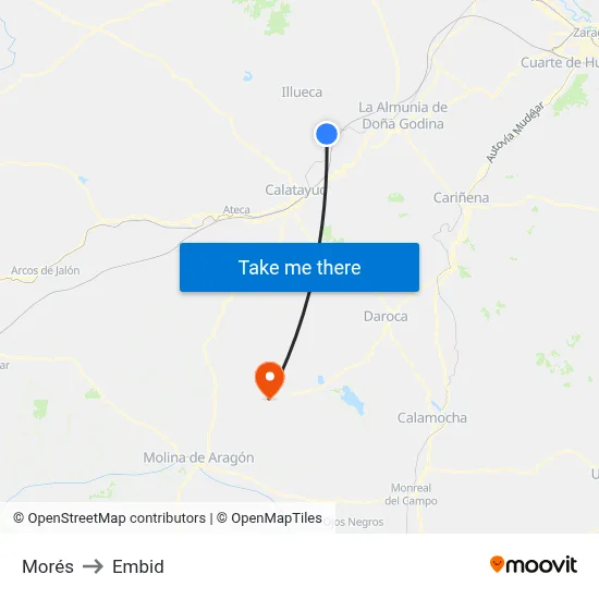 Morés to Embid map