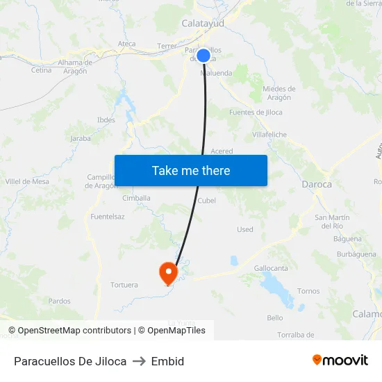 Paracuellos De Jiloca to Embid map