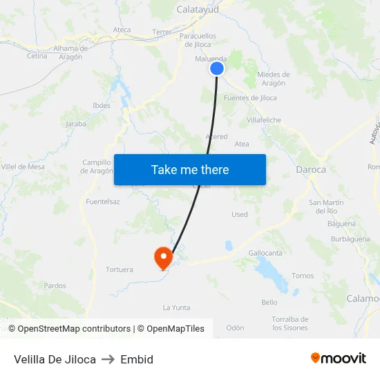 Velilla De Jiloca to Embid map
