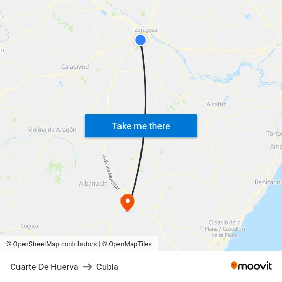 Cuarte De Huerva to Cubla map