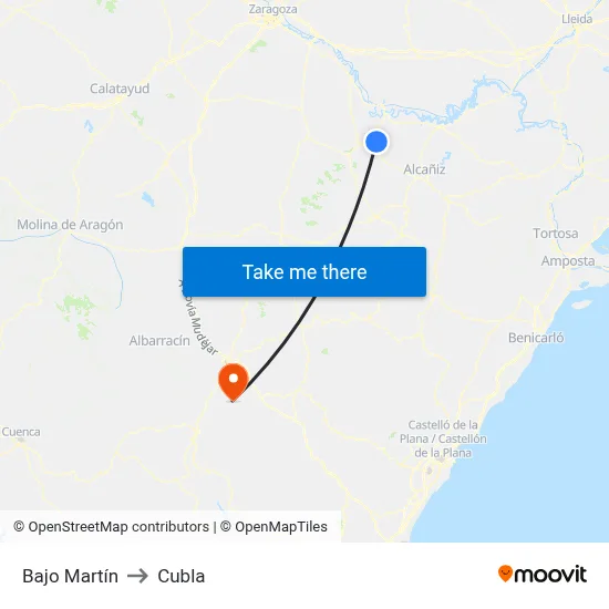 Bajo Martín to Cubla map