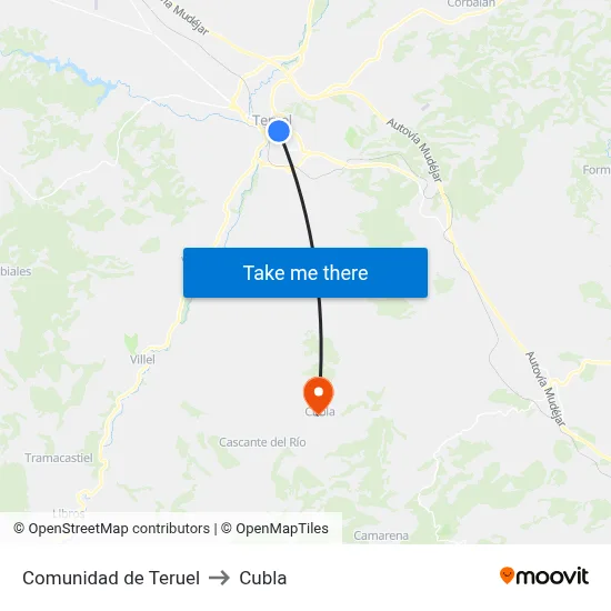 Comunidad de Teruel to Cubla map
