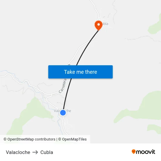 Valacloche to Cubla map