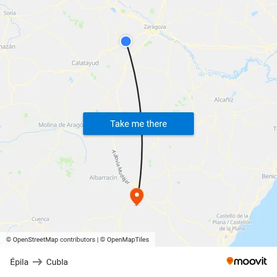 Épila to Cubla map