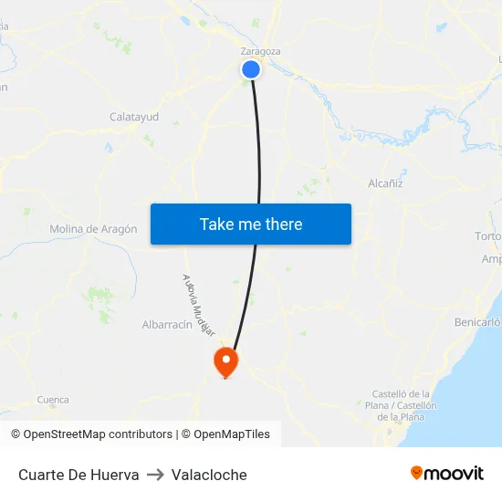 Cuarte De Huerva to Valacloche map