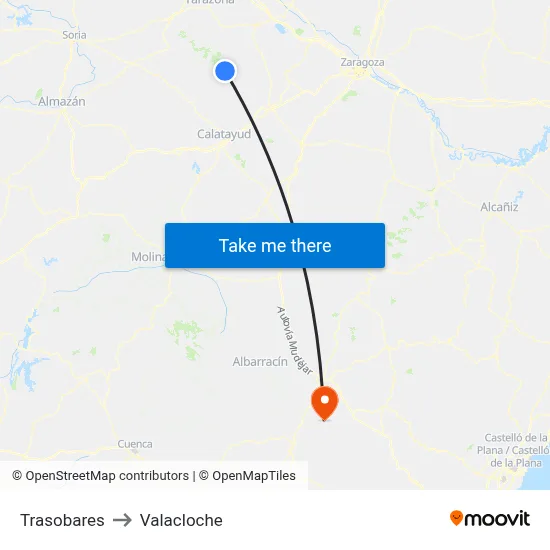 Trasobares to Valacloche map