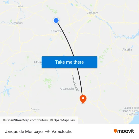 Jarque de Moncayo to Valacloche map