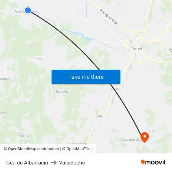 Gea de Albarracín to Valacloche map