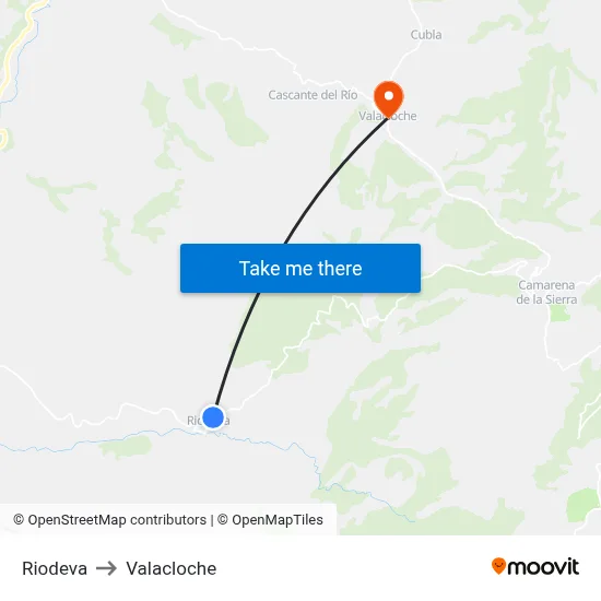 Riodeva to Valacloche map