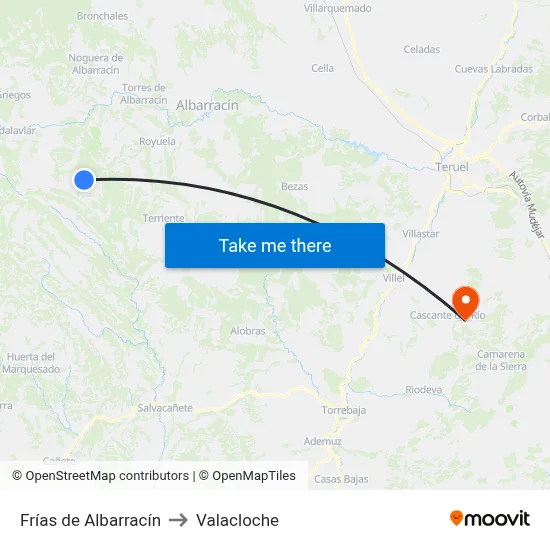 Frías de Albarracín to Valacloche map