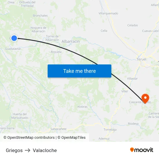 Griegos to Valacloche map