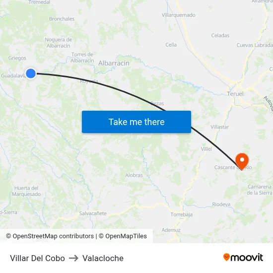 Villar Del Cobo to Valacloche map