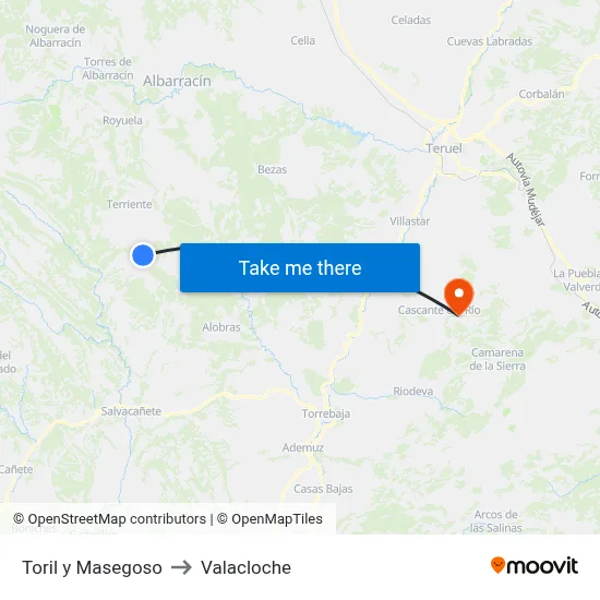 Toril y Masegoso to Valacloche map