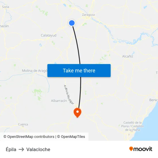 Épila to Valacloche map
