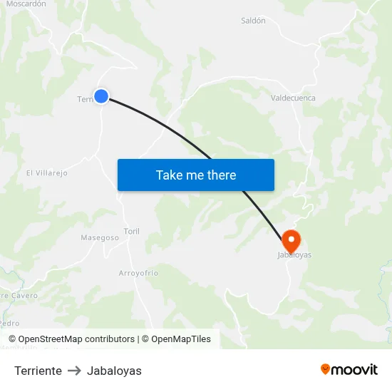 Terriente to Jabaloyas map