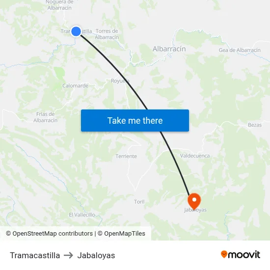 Tramacastilla to Jabaloyas map