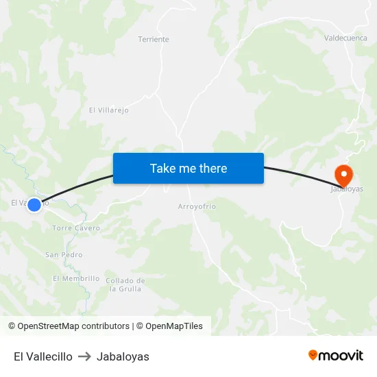 El Vallecillo to Jabaloyas map