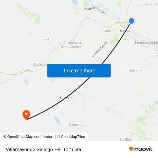 Villamayor de Gállego to Tortuera map