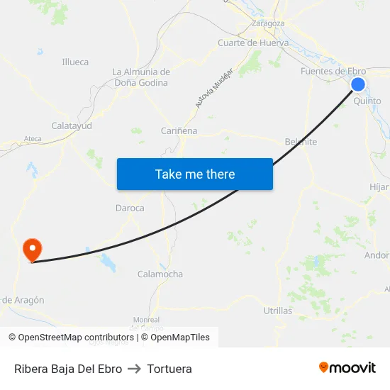 Ribera Baja Del Ebro to Tortuera map