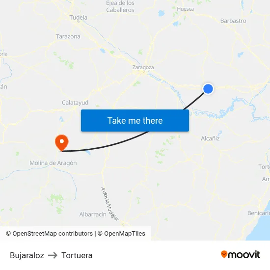 Bujaraloz to Tortuera map