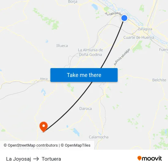 La Joyosaj to Tortuera map