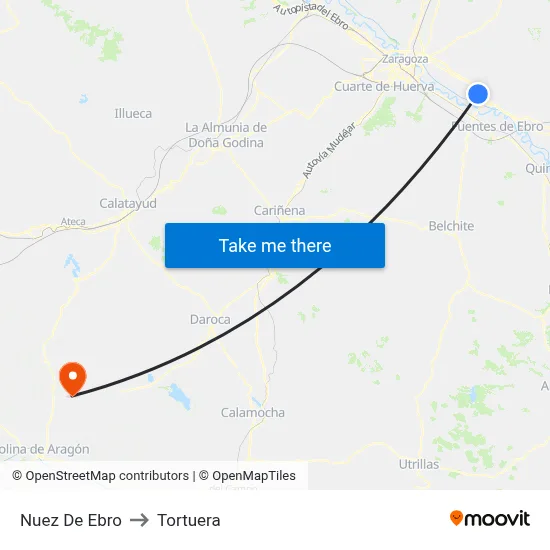 Nuez De Ebro to Tortuera map