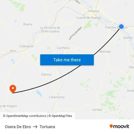 Osera De Ebro to Tortuera map
