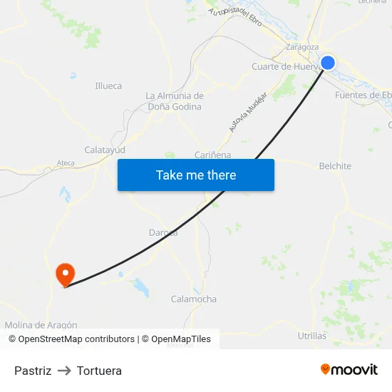 Pastriz to Tortuera map