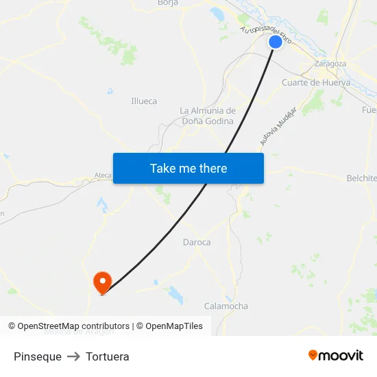 Pinseque to Tortuera map