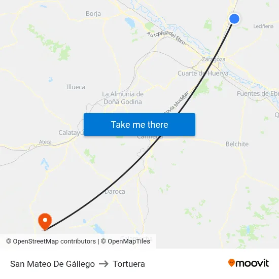 San Mateo De Gállego to Tortuera map