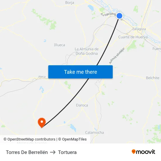 Torres De Berrellén to Tortuera map