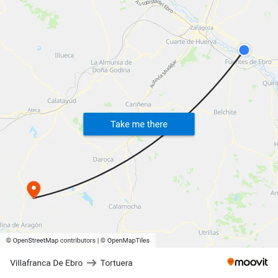 Villafranca De Ebro to Tortuera map