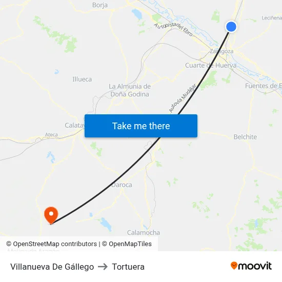 Villanueva De Gállego to Tortuera map