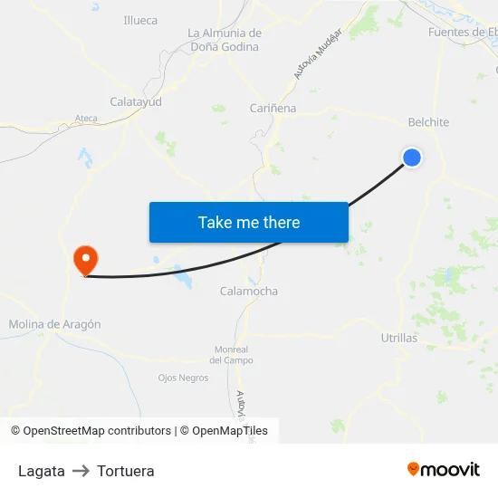 Lagata to Tortuera map