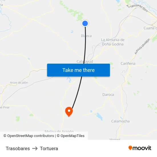 Trasobares to Tortuera map