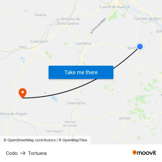 Codo to Tortuera map