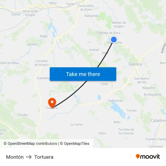 Montón to Tortuera map