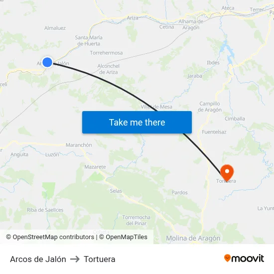 Arcos de Jalón to Tortuera map