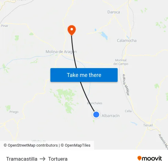 Tramacastilla to Tortuera map