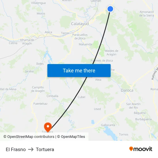 El Frasno to Tortuera map