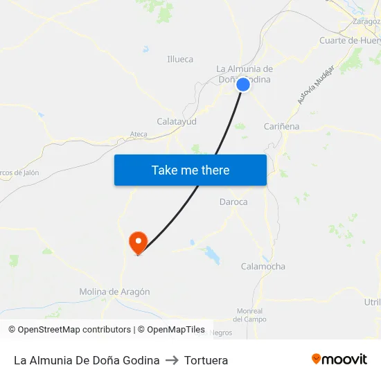 La Almunia De Doña Godina to Tortuera map