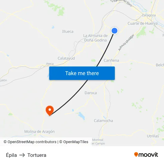 Épila to Tortuera map