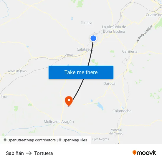 Sabiñán to Tortuera map