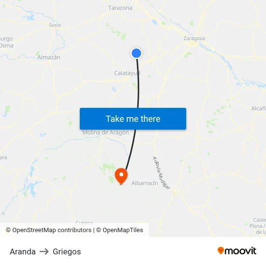 Aranda to Griegos map