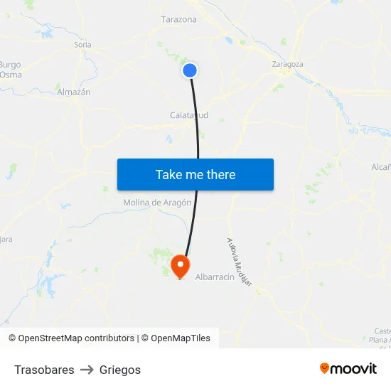 Trasobares to Griegos map