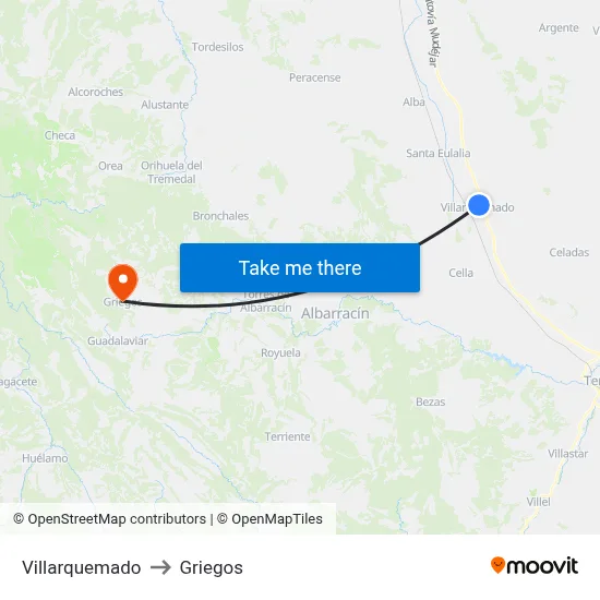 Villarquemado to Griegos map