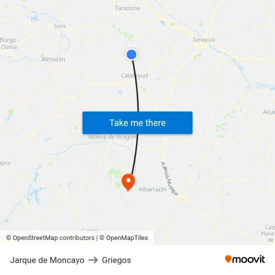 Jarque de Moncayo to Griegos map